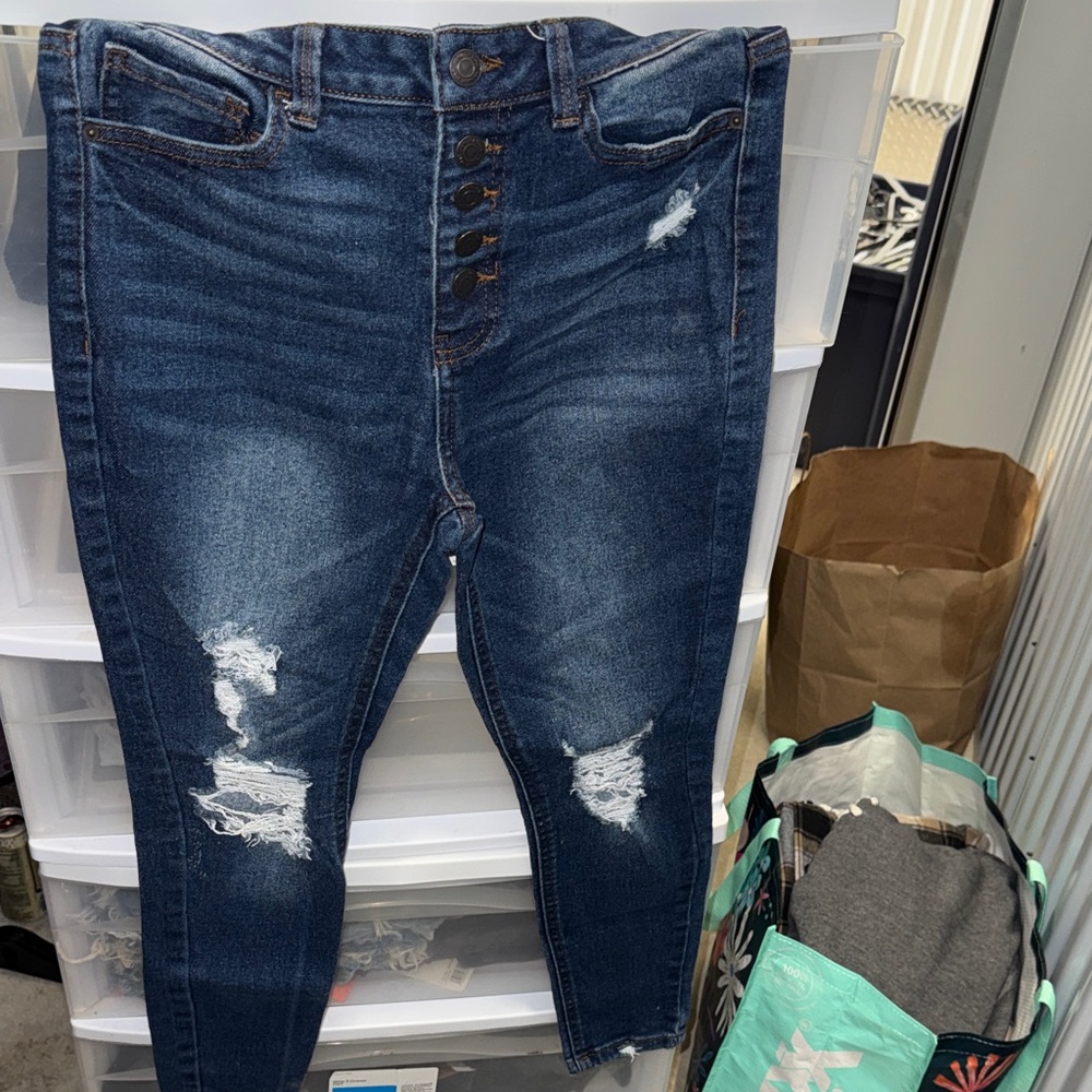 Vanilla Star Dark Blue Distressed Skinny Jeans